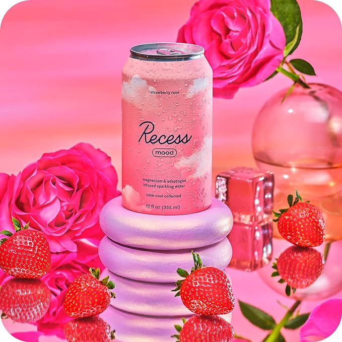 Recess Mood Sparkling Water Strawberry Rose / 12 fl. oz