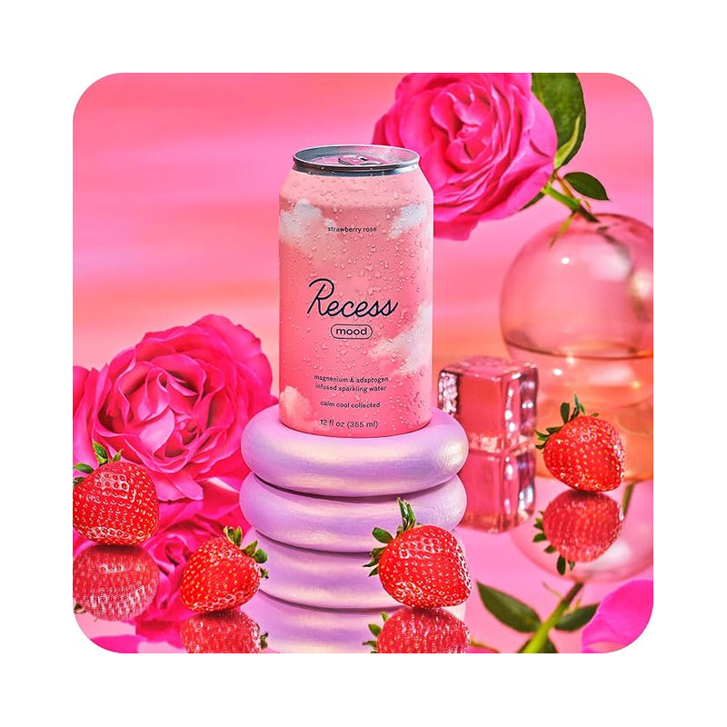 Recess Mood Sparkling Water Strawberry Rose / 12 fl. oz / -