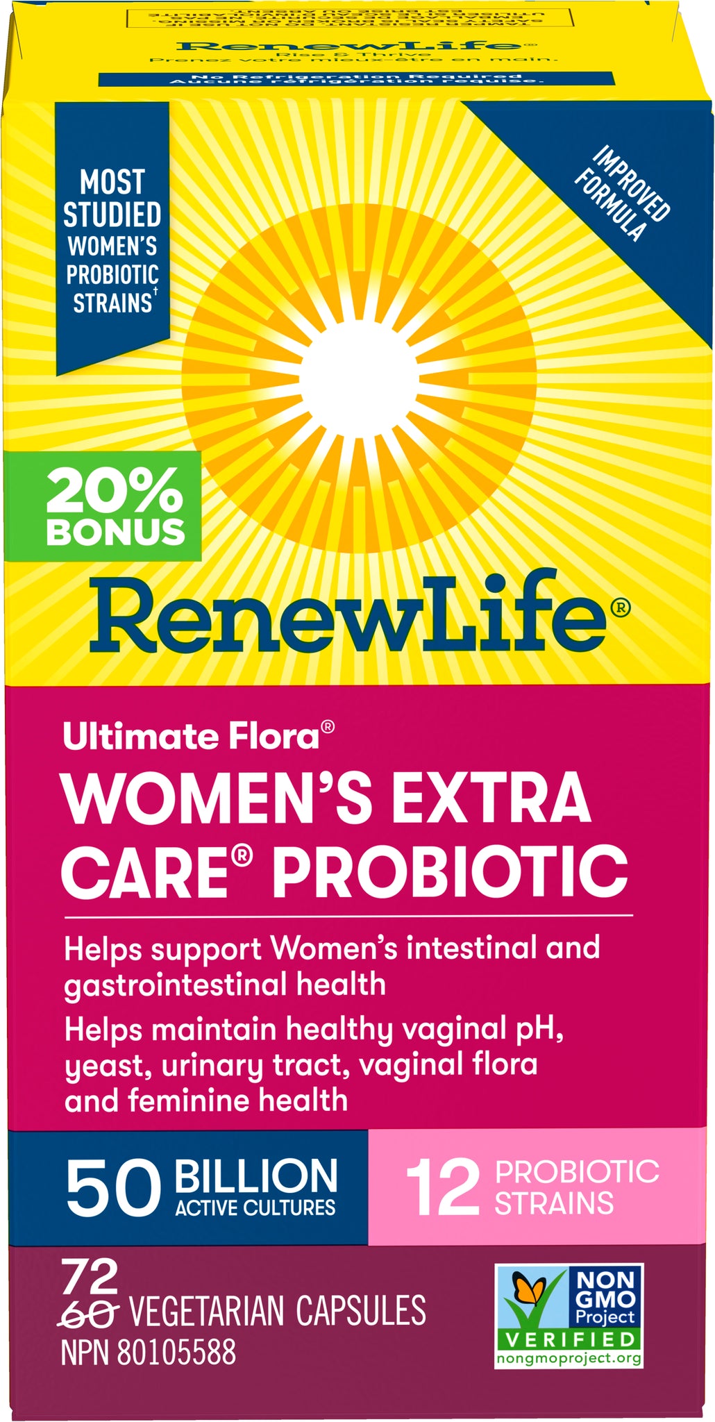 Renew Life Ultimate Flora Women's Extra Care 50B - 72 capsules - Probiotics