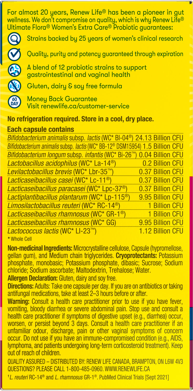 Renew Life Ultimate Flora Women's Extra Care 50B - 72 capsules - Probiotics