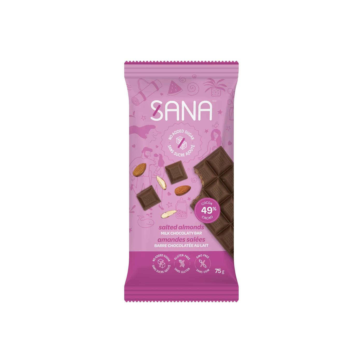 Sana Milk Chocolaty Bar Salted Almonds / 75g