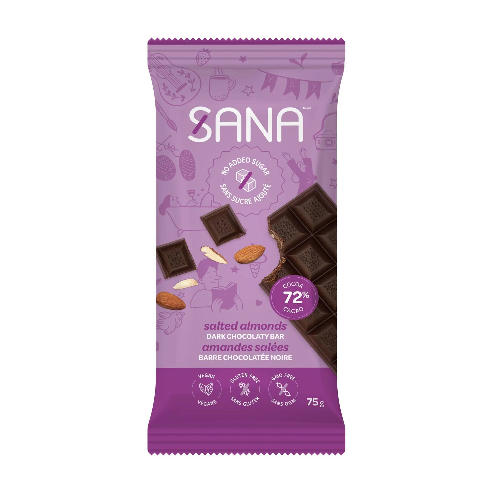 Sana Dark Chocolaty Bar Salted Almonds / 75g