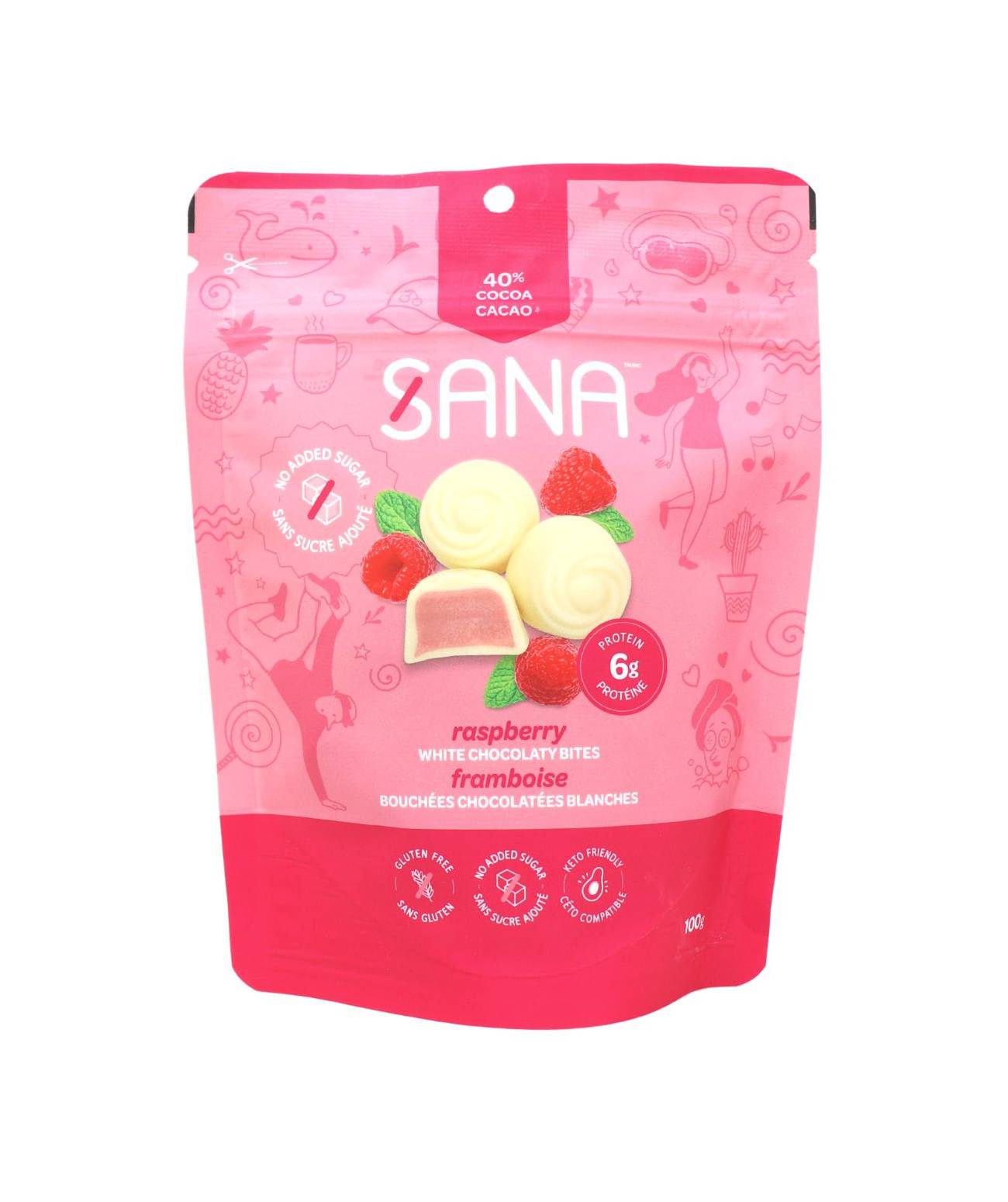 Sana Protein Bites White Chocolaty Raspberry / 100g