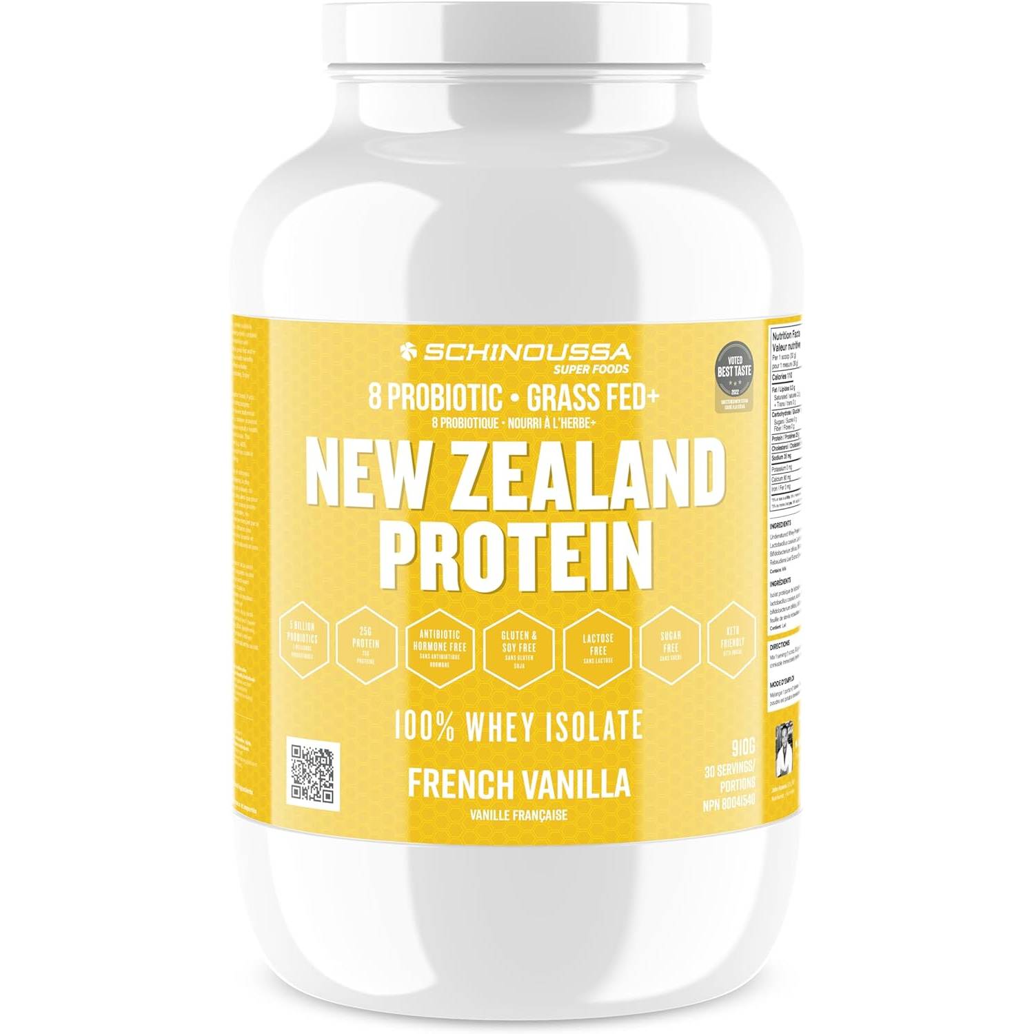 Schinoussa Probiotic New Zealand Whey Isolate Protein Grass-Fed Vanilla / 910g