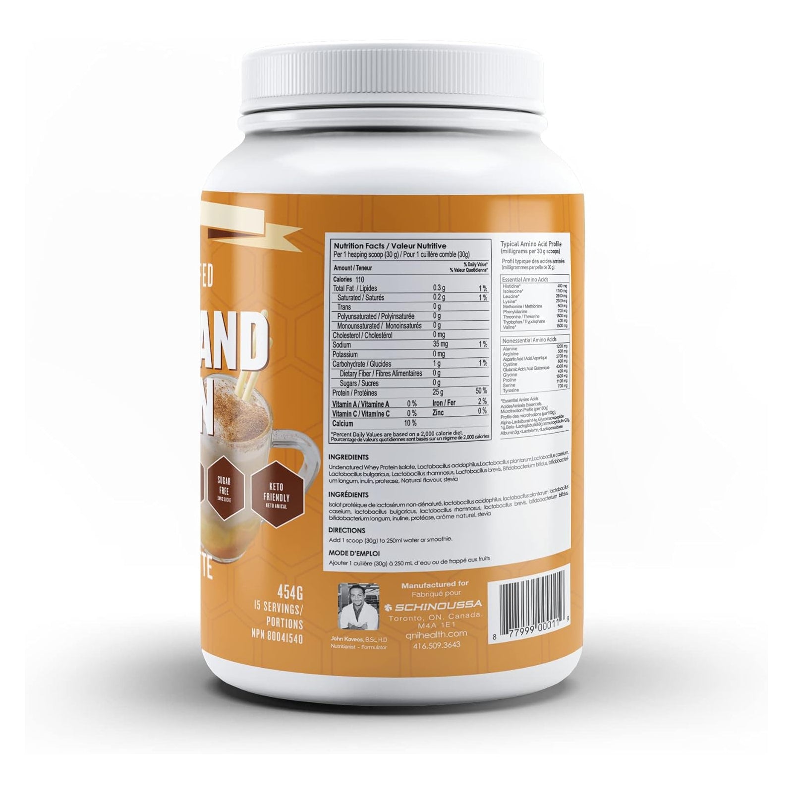 Schinoussa Probiotic New Zealand Whey Isolate Protein Grass-Fed Pumpkin Spice / 454g