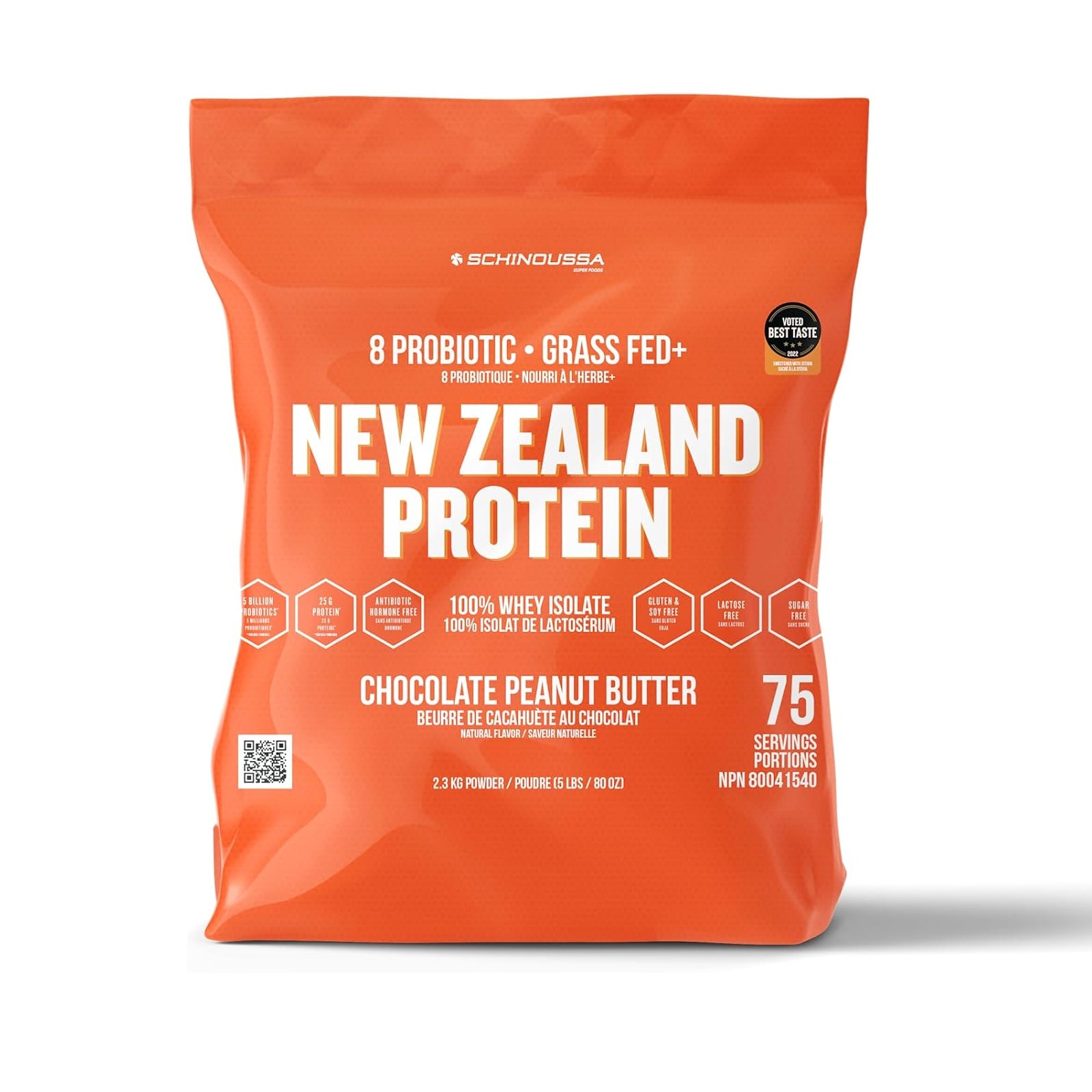 Schinoussa Probiotic New Zealand Whey Isolate Protein Grass-Fed Peanut Butter Chocolate / 2.3kg