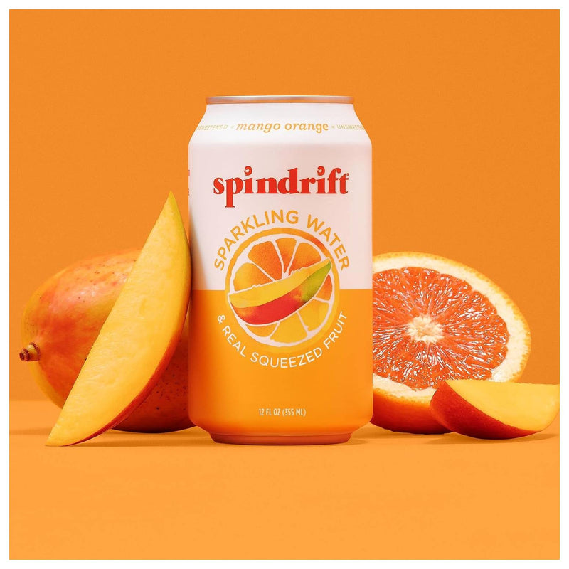 Spindrift Sparkling Water & Real Squeezed Fruit Orange Mango / 355ml / -