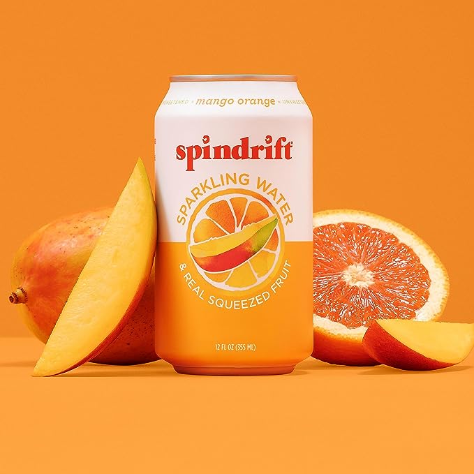 Spindrift Sparkling Water & Real Squeezed Fruit Orange Mango / 96 fl. oz
