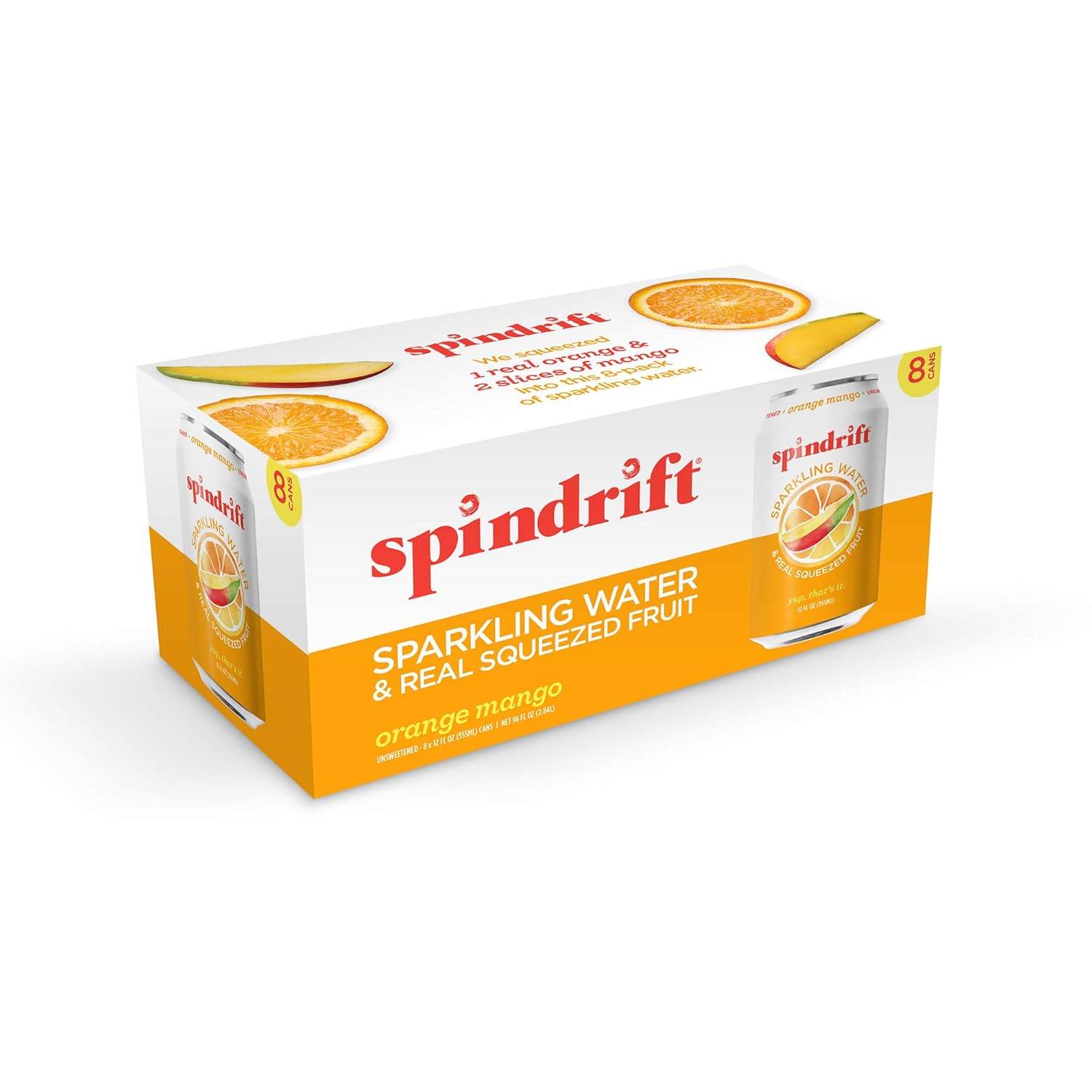 Spindrift Sparkling Water & Real Squeezed Fruit Orange Mango / 8-pack (12 fl. oz) / -