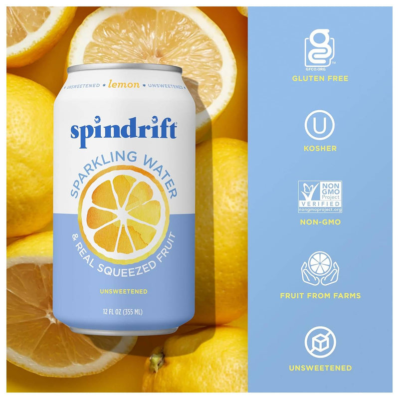 Spindrift Sparkling Water & Real Squeezed Fruit Lemon / 355ml / -