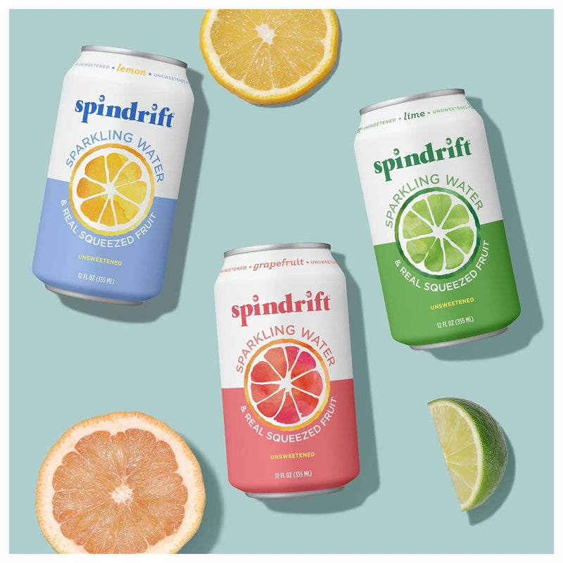 Spindrift Sparkling Water & Real Squeezed Fruit Lemon / 355ml / -