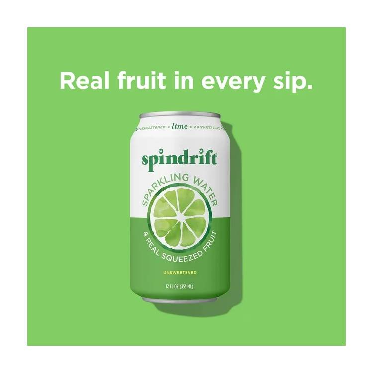 Spindrift Sparkling Water & Real Squeezed Fruit Unsweetened Lime / 96 fl. oz