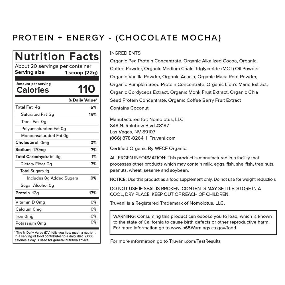 Truvani Protein + Energy Powder