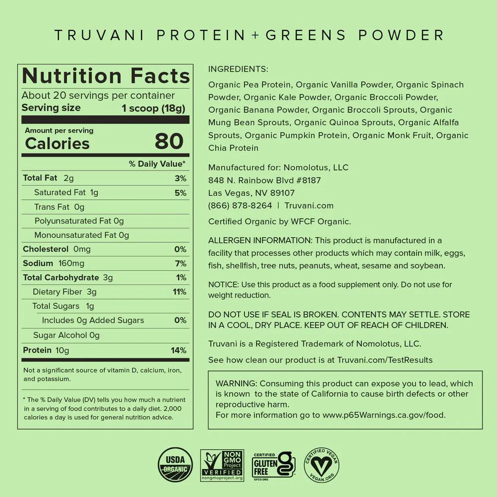 Truvani-Proteine ​​+ Grünzeug