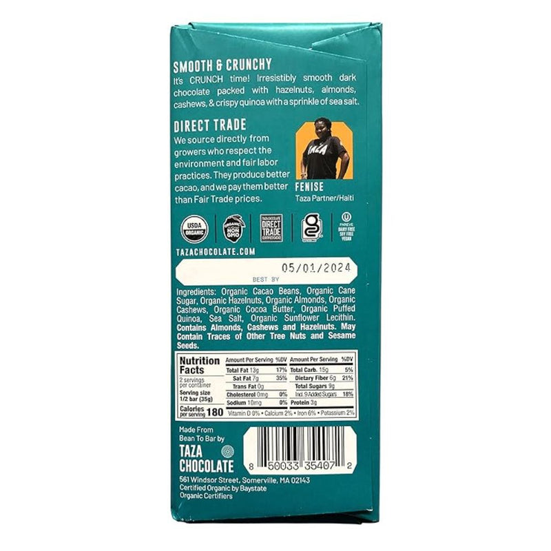 Taza Organic 70% Dark Choclate Triple Nut Crunch / 70g