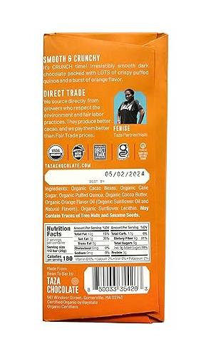 Taza Organic 70% Dark Choclate Orange Crunch / 70g