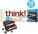 Think! High Protein Bars - Cookies & Cream 10-Pack - - Protein snacks