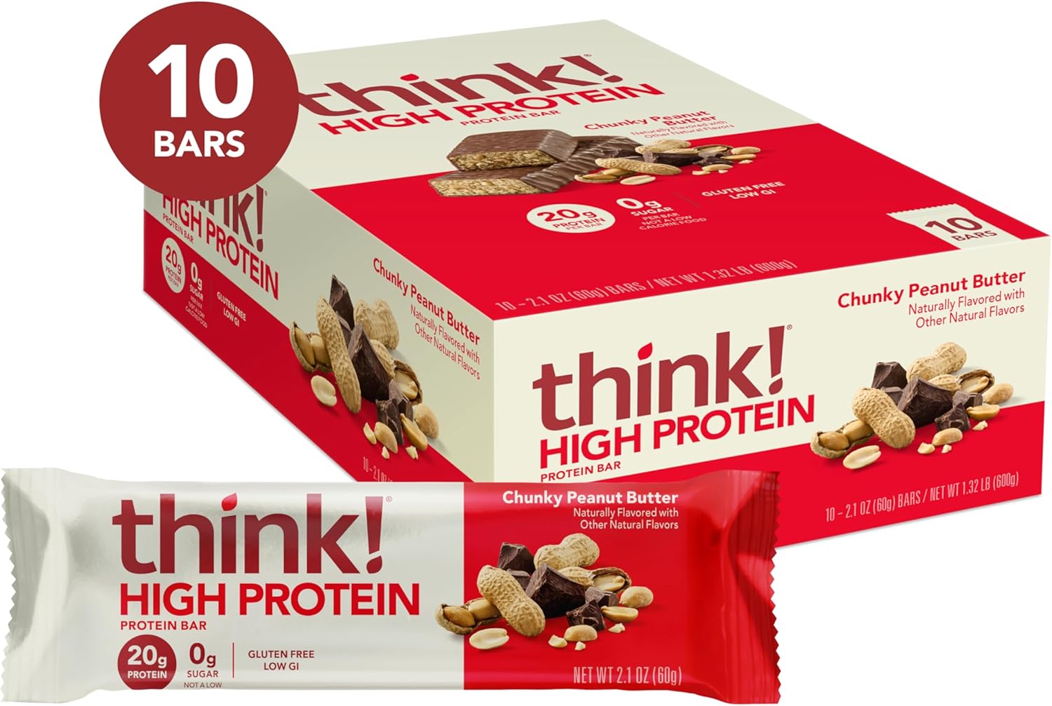 Think! High Protein Bars, Chunky Peanut Butter / 10-Pack 