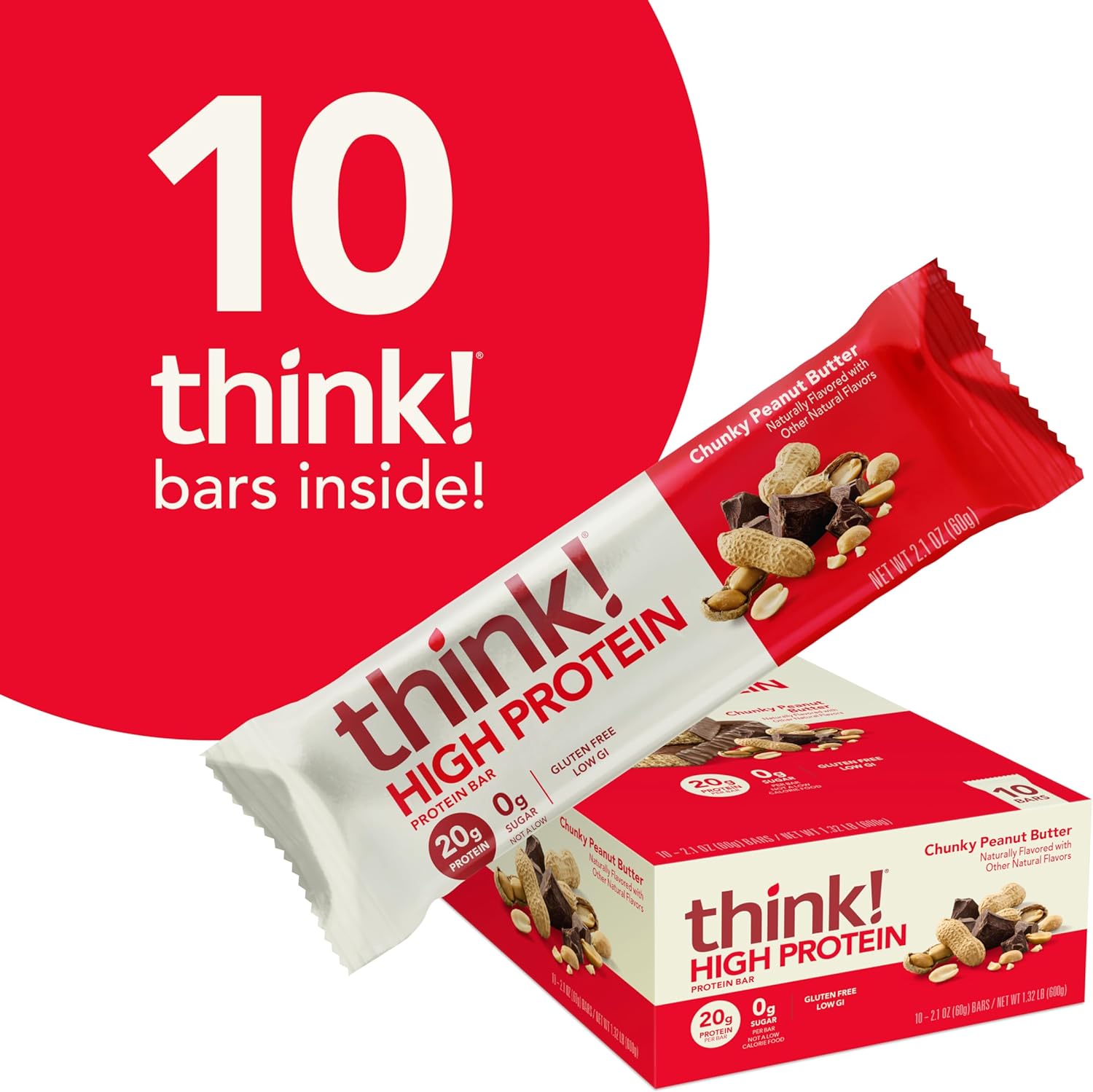 Think! High Protein Bars, Chunky Peanut Butter / 10-Pack 