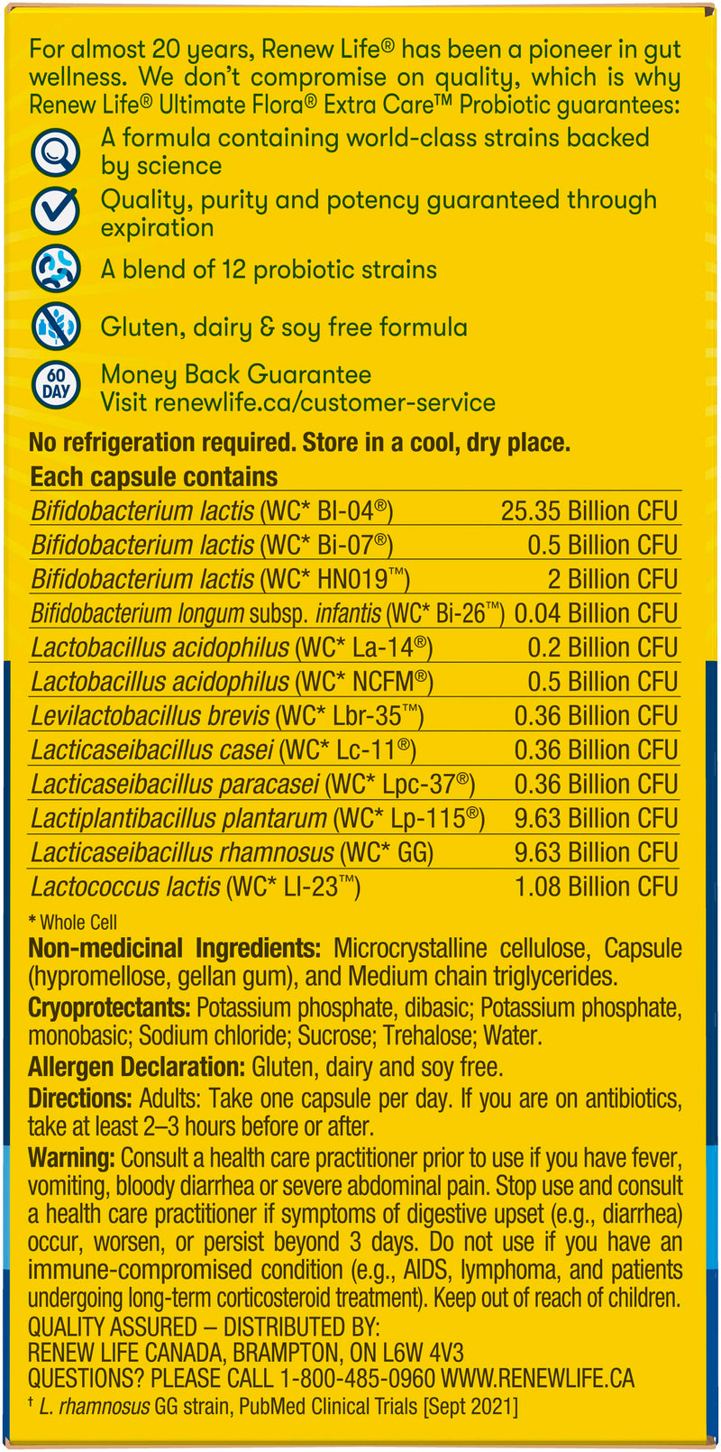 Renew Life Ultimate Flora Extra Care Probiotic 50 Billion - 72 capsules - - Probiotics
