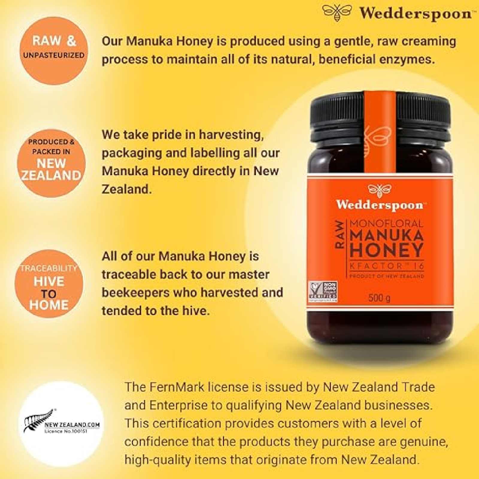 Wedderspoon Raw Manuka Honey KFactor 16 Manuka / 500g