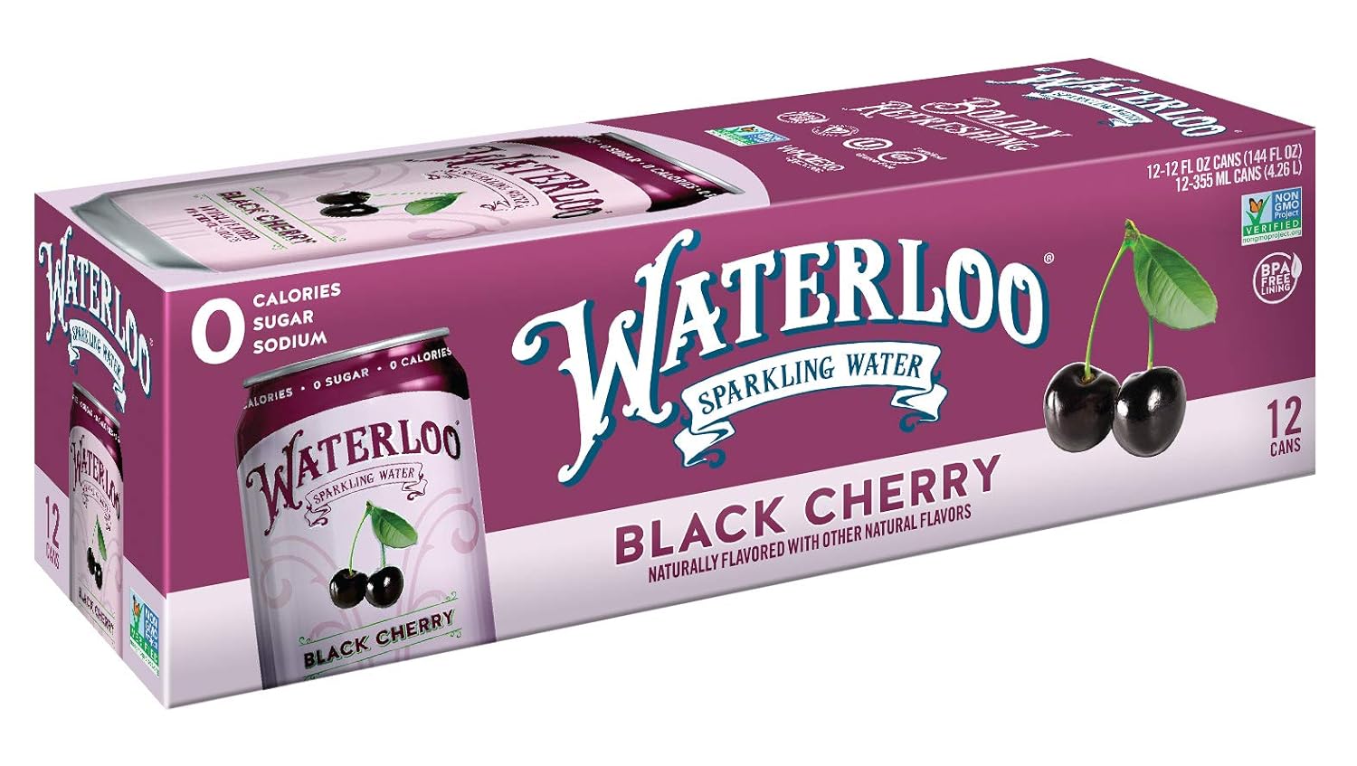 Waterloo Sparkling Water Black Cherry / 144 fl. oz