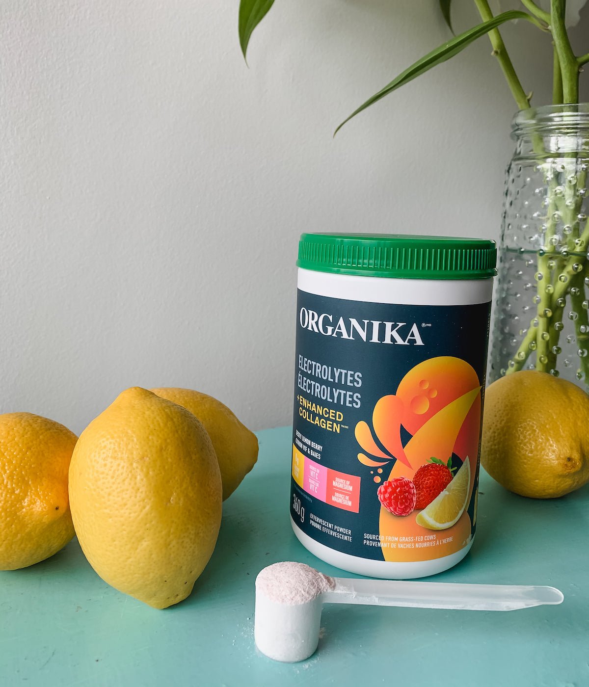 Organika Electrolytes + Enhanced Collagen - Juicy Strawberry Peach 360g - Collagen