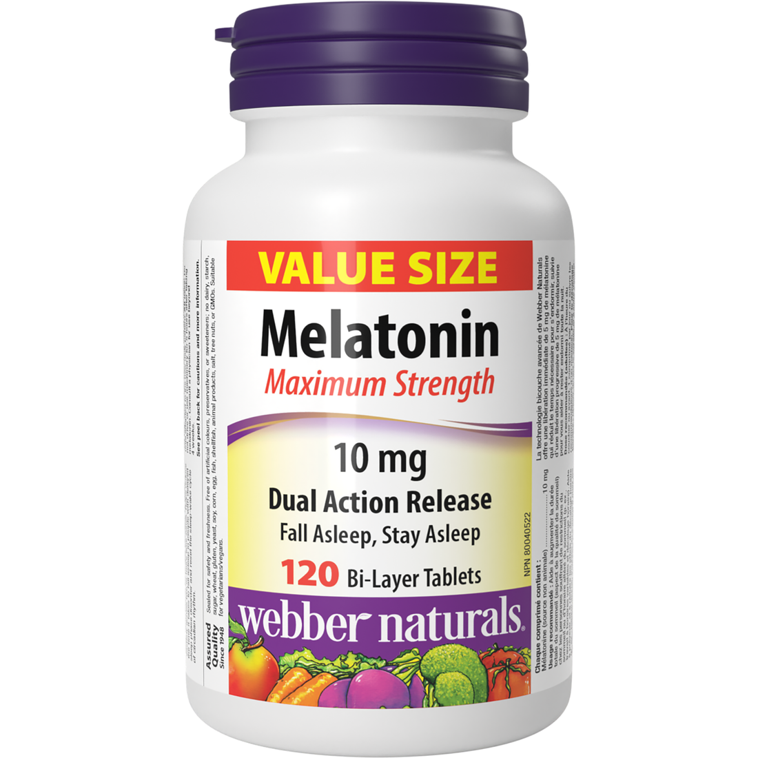 Webber Naturals Mélatonine Force maximale à double action 10 mg