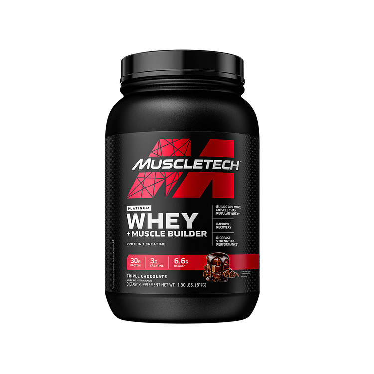 MuscleTech Platinum Whey + Muscle Builder, Milk Chocolate, 1.8lbs