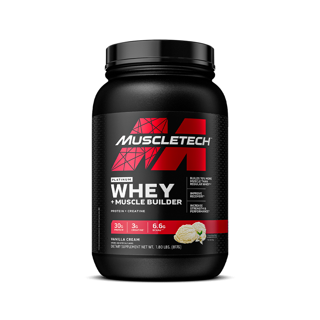 MuscleTech Platinum Whey + Muscle Builder, Vanilla Cream, 1.8lb