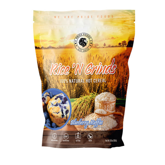 Pride Foods Rice N Grinds Hot Cereal - Blueberry Muffin 12 Servings - Cereals