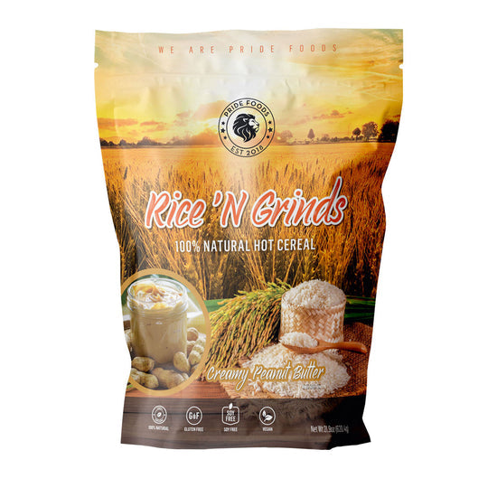 Pride Foods Rice N Grinds Hot Cereal - Creamy Peanut Butter 12 Servings - Cereals