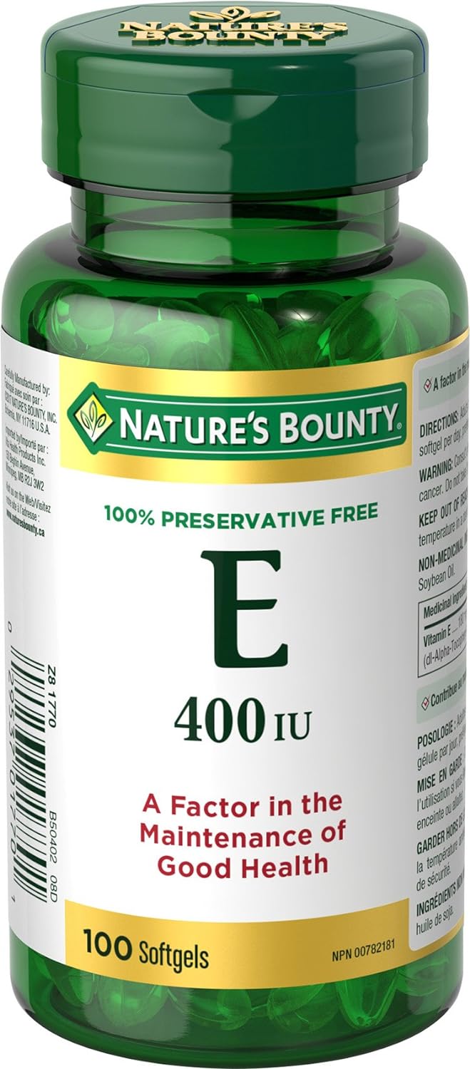 Nature's Bounty Vitamin E 400 IE Softgels, reines DL-Alpha