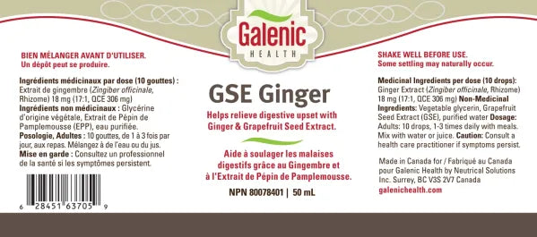 Galenic Health GSE avec gouttes de gingembre