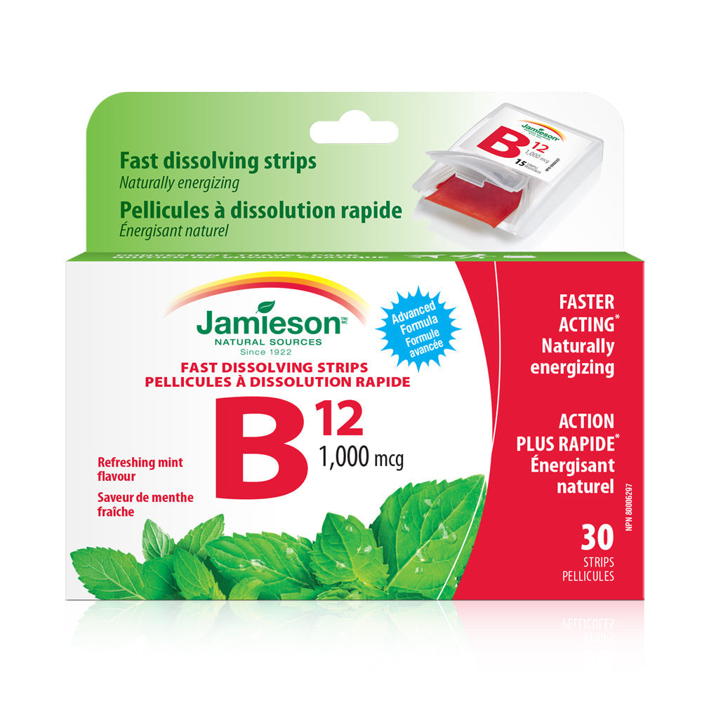 Bandelettes de vitamine B12 (méthylcobalamine) de Jamieson