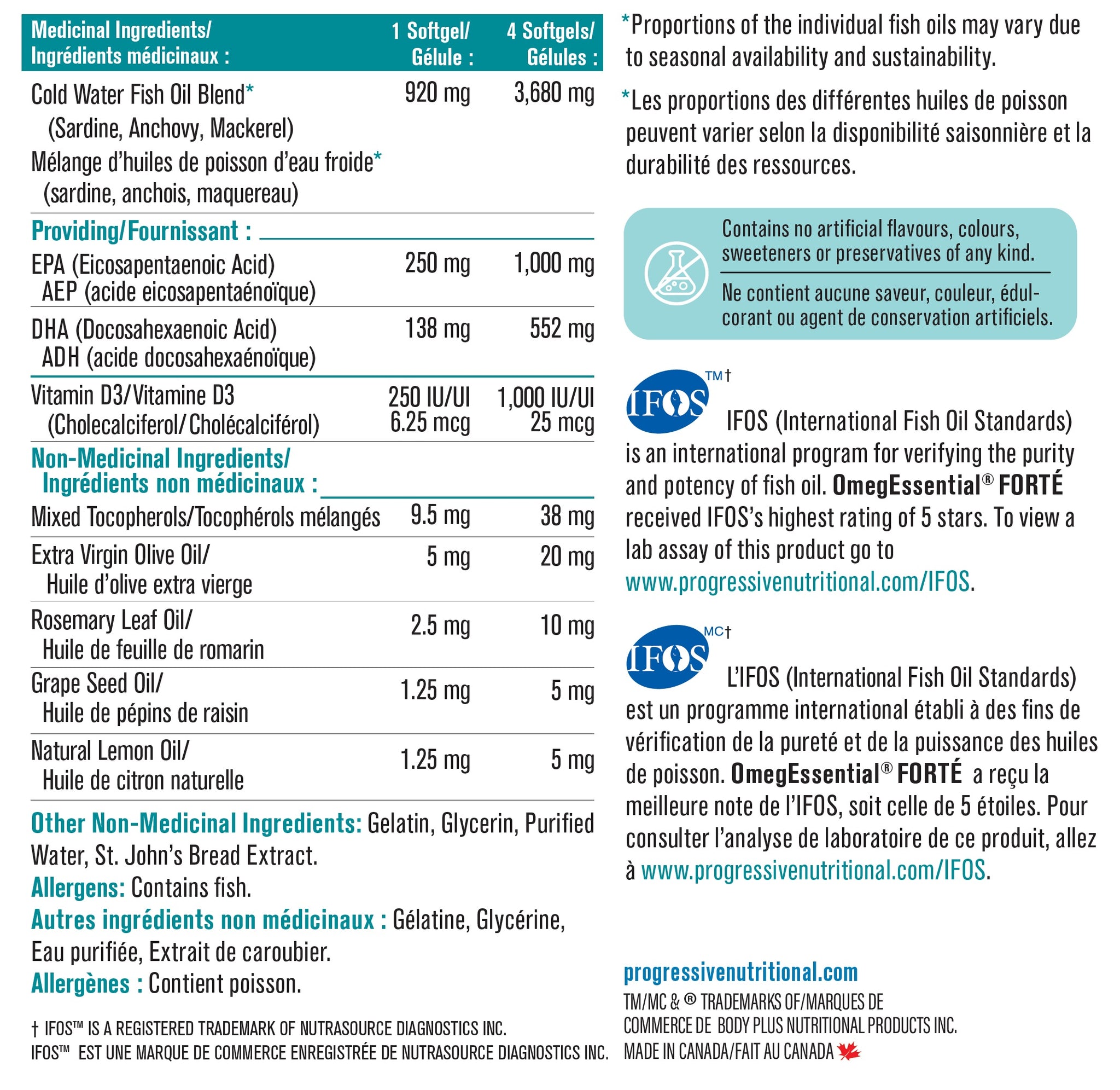 Progressive OmegEssential + D3 - 120 softgels - Omega 3