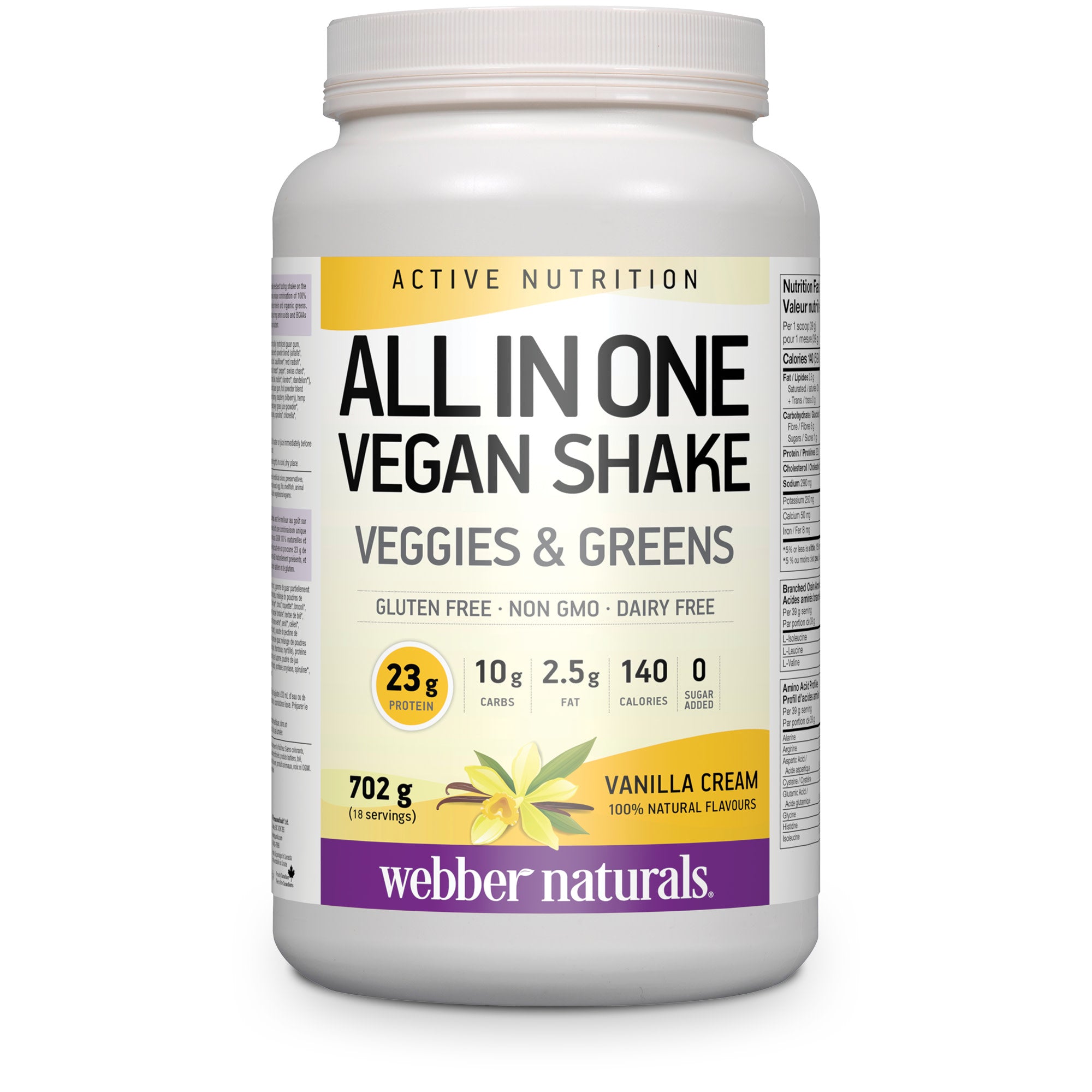 Webber Naturals All In One Vegan Shake Vanilla Cream 702 g