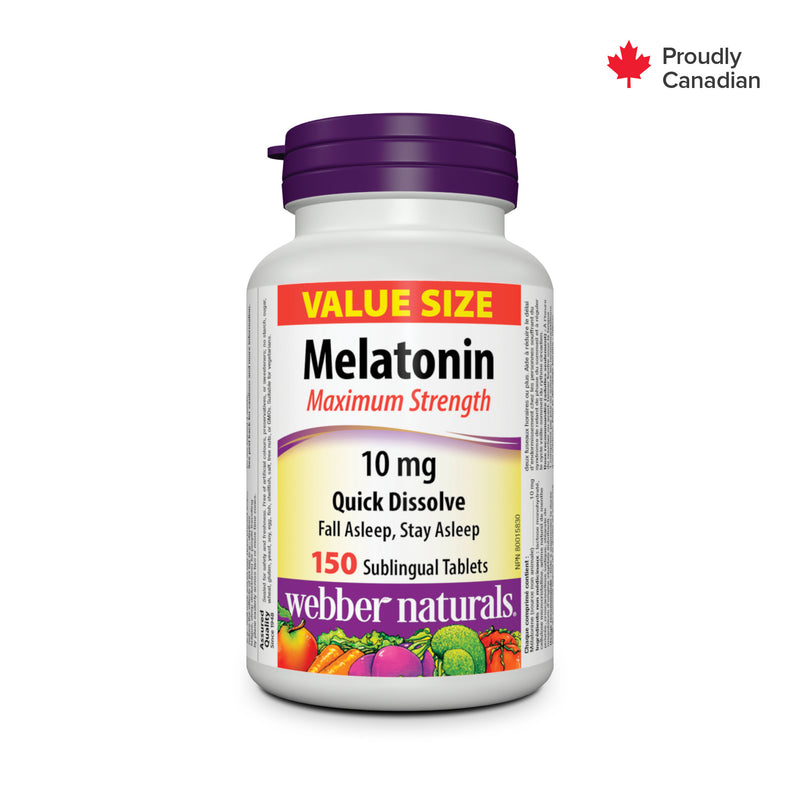 Webber Naturals Melatonin Maximum Strength Quick Dissolve 10 mg 150 Sublingual Tabs