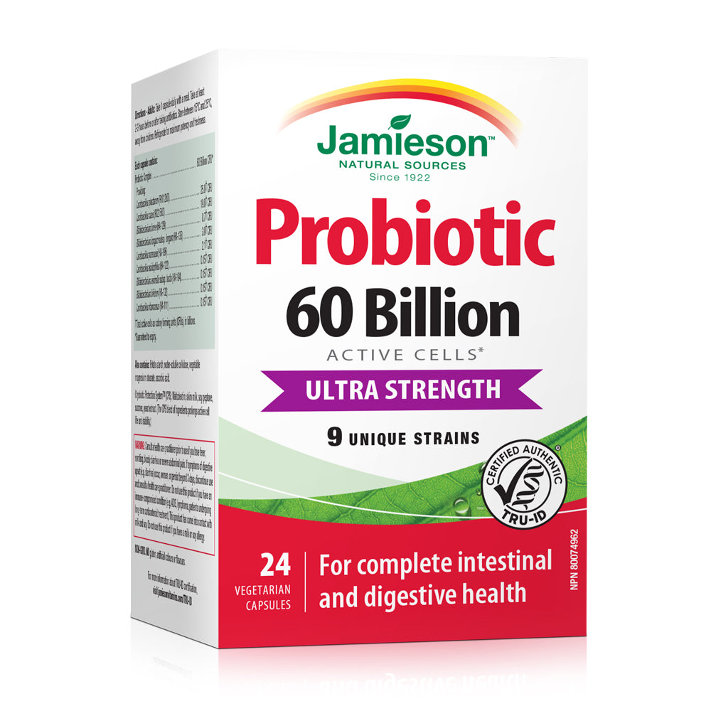 Jamieson Probiotic 60 Billion Ultra Strength, 24 Vegetarian Capsules, SNS Health, Probiotics