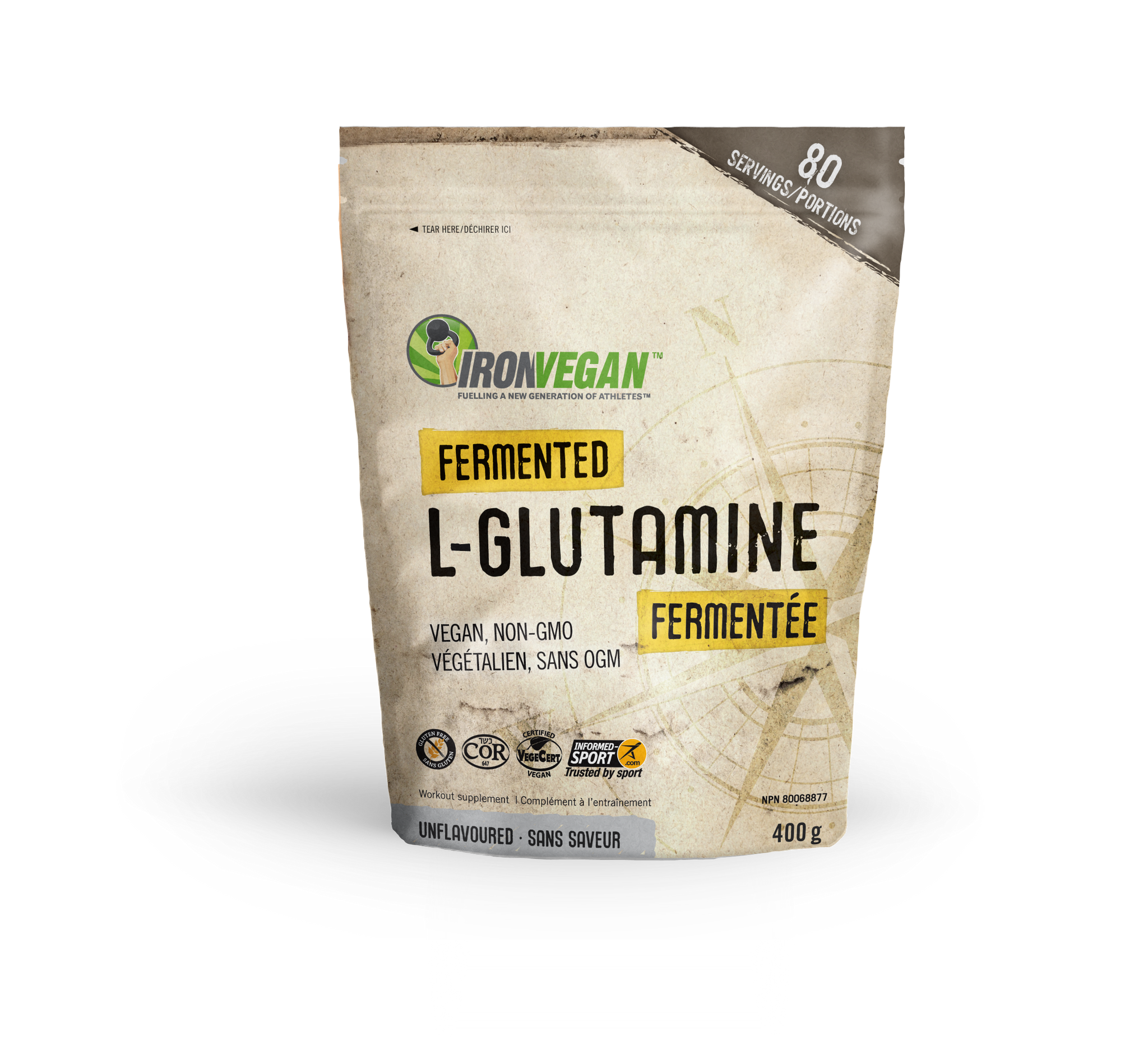 Iron Vegan Fermented L-Glutamine - 400g Unflavoured - Amino Acids