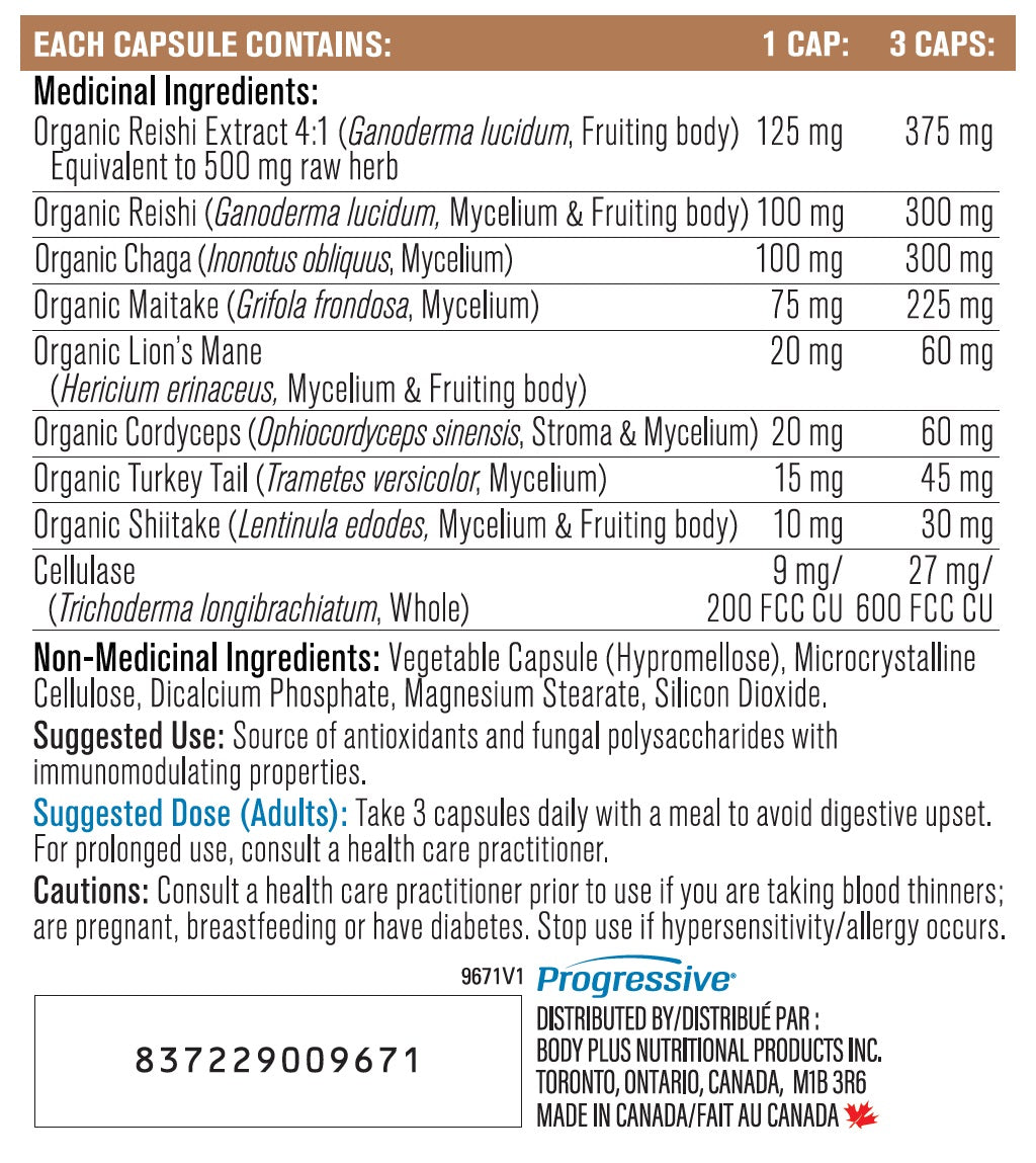 Progressive Mushroom Complex - 90 vegetable capsules - Adaptogen