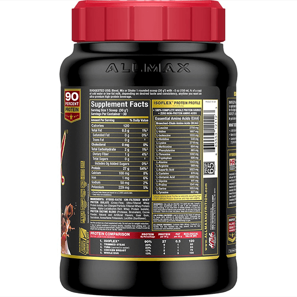 ALLMAX ISOFLEX 2lb / Chocolate, Supplement Facts, SNS Health, Sports Nutrition