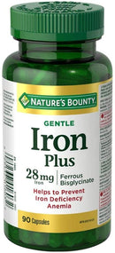 Nature's Bounty Gentle Iron 28mg - 90 capsules - Iron