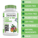 Herbaland Organic Fruit,Veg & Fiber Gummies For Adults - 60 Gummies Black Currant - Digestive Health