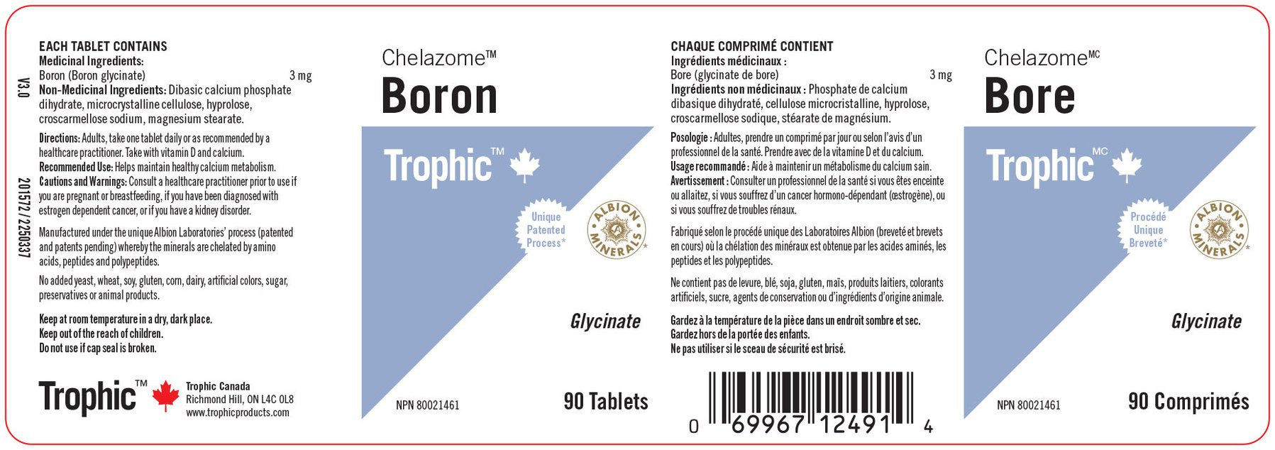 Trophic Boron Chelazome 3mg - 90 Tablets - Boron