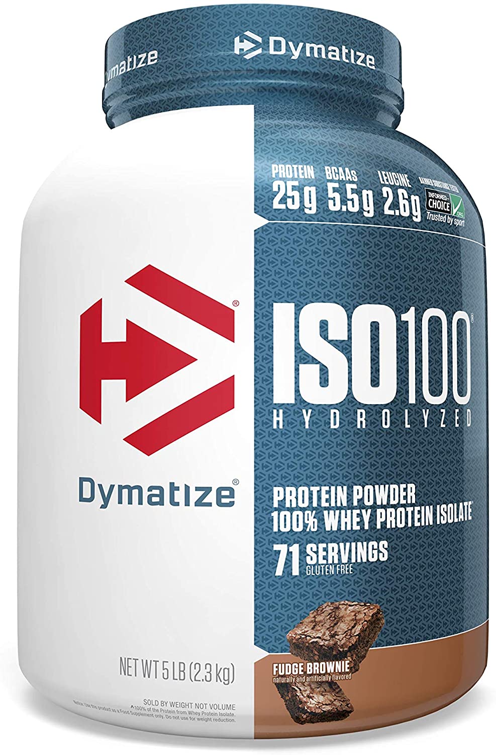 Dymatize ISO100 Hydrolyzed Whey Protein Isolate 5lbs / Fudge Brownie