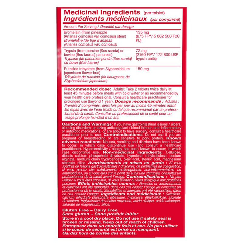 Wobenzym PLUS 120 e-tabs, Medicinal Ingredients, SNS Health