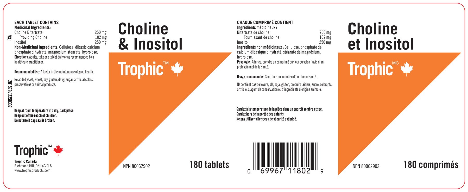 Choline & Inositol 500mg 180 Tablets