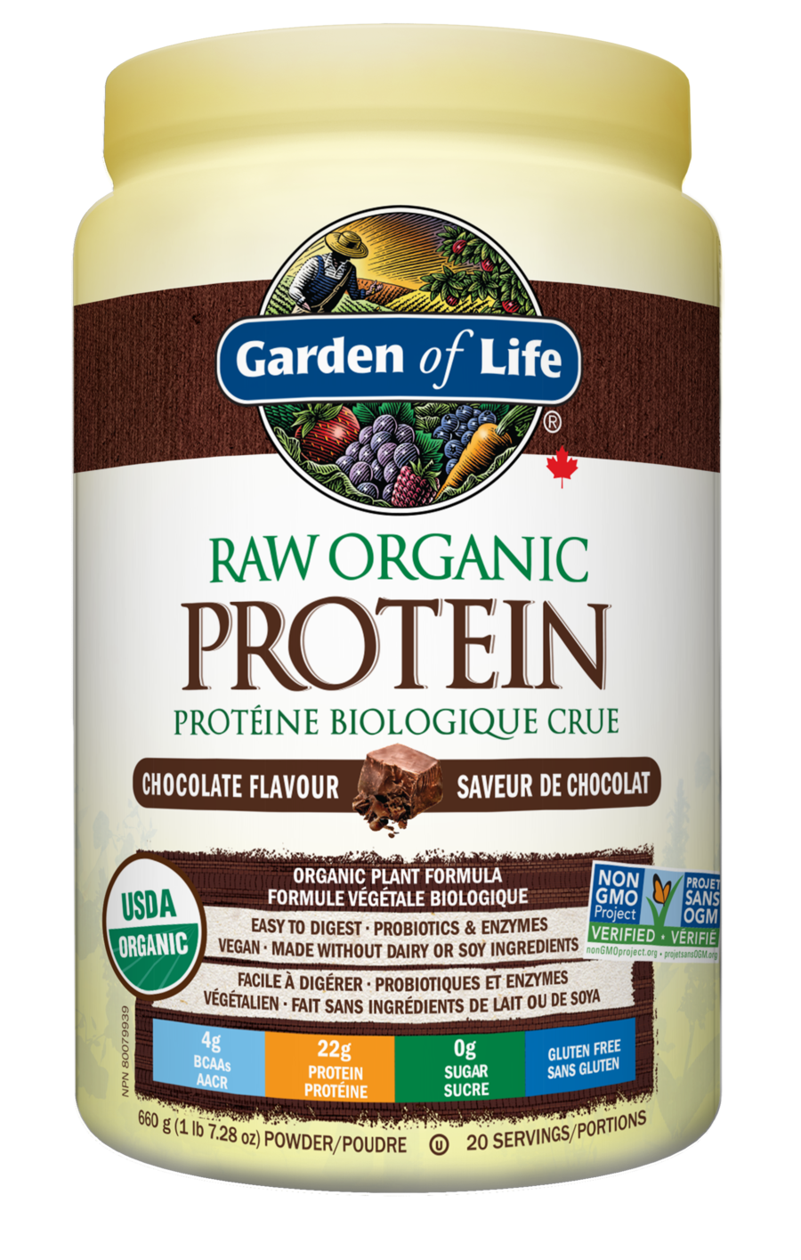 Garden of Life Raw Organic Protein 660g (1lb 7.28 Oz) / Chocolate Flavor