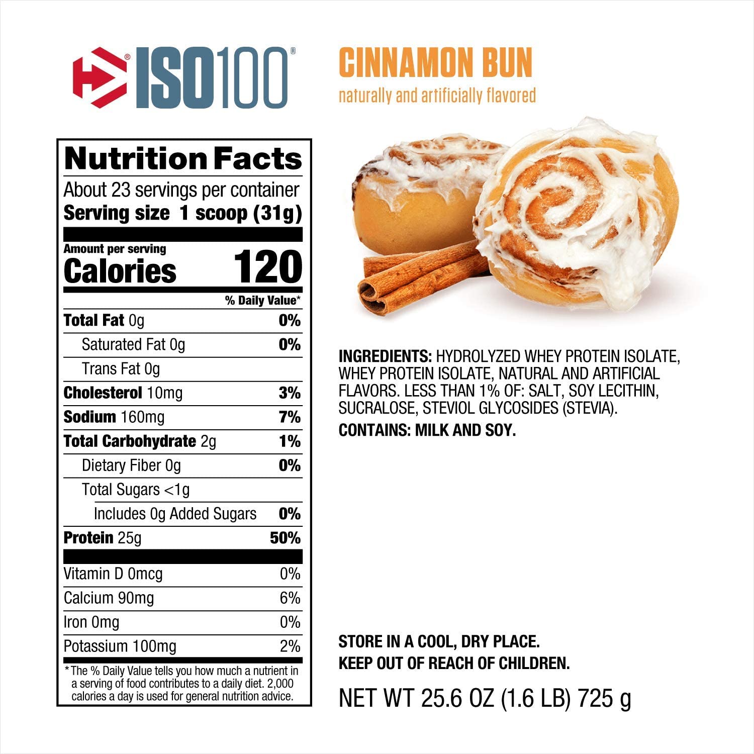 Dymatize ISO100 Whey 1.6Lb / Cinnamon Bun